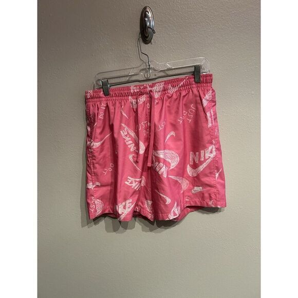 Nike Men’s Medium Woven Shorts Pink All Over Swoosh Print Pattern - Picture 1 of 8